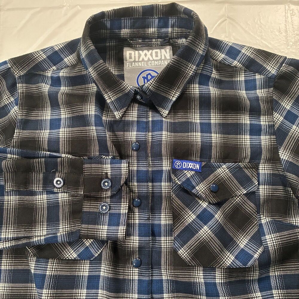 Dixxon 'Performance Machine' Snap Button Flannel Women's Medium Black Blue Gray